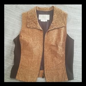 Vintage Vintage Margaret Godfrey Leopard Suede Leather Vest